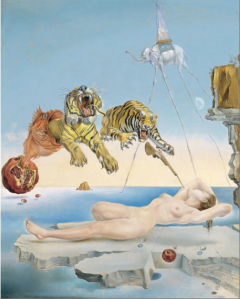 Sueño causado por el vuelo de una abeja alrededor de una granada un segundo antes de despertar Salvador Dalí 1944